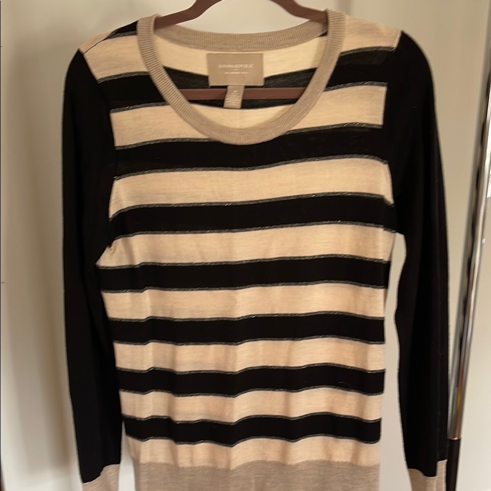 Women's Striped Sweater - Black and Cream by Banana Republic